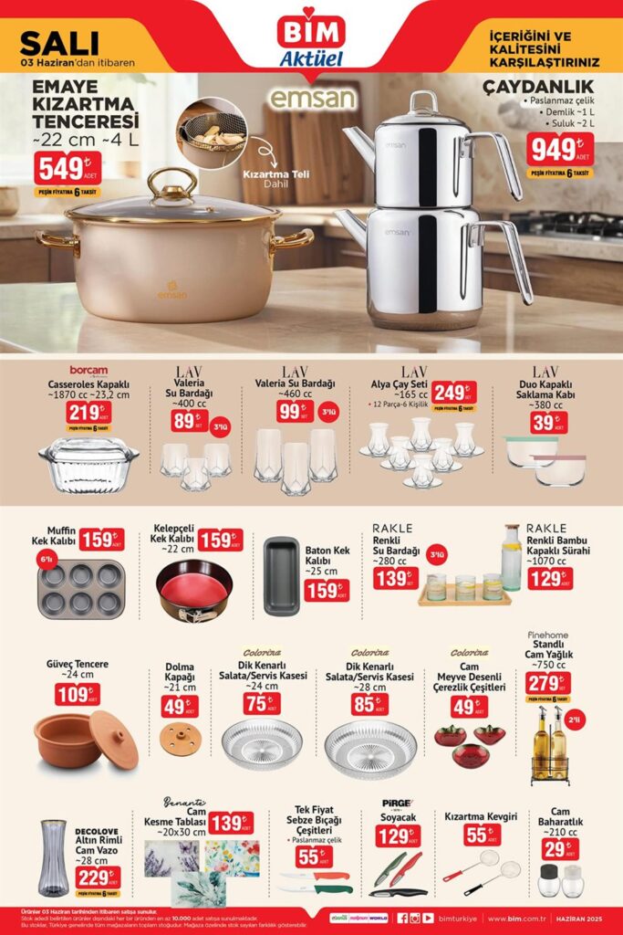 BİM 3  – 9 Haziran 2025 Aktüel Ürünler