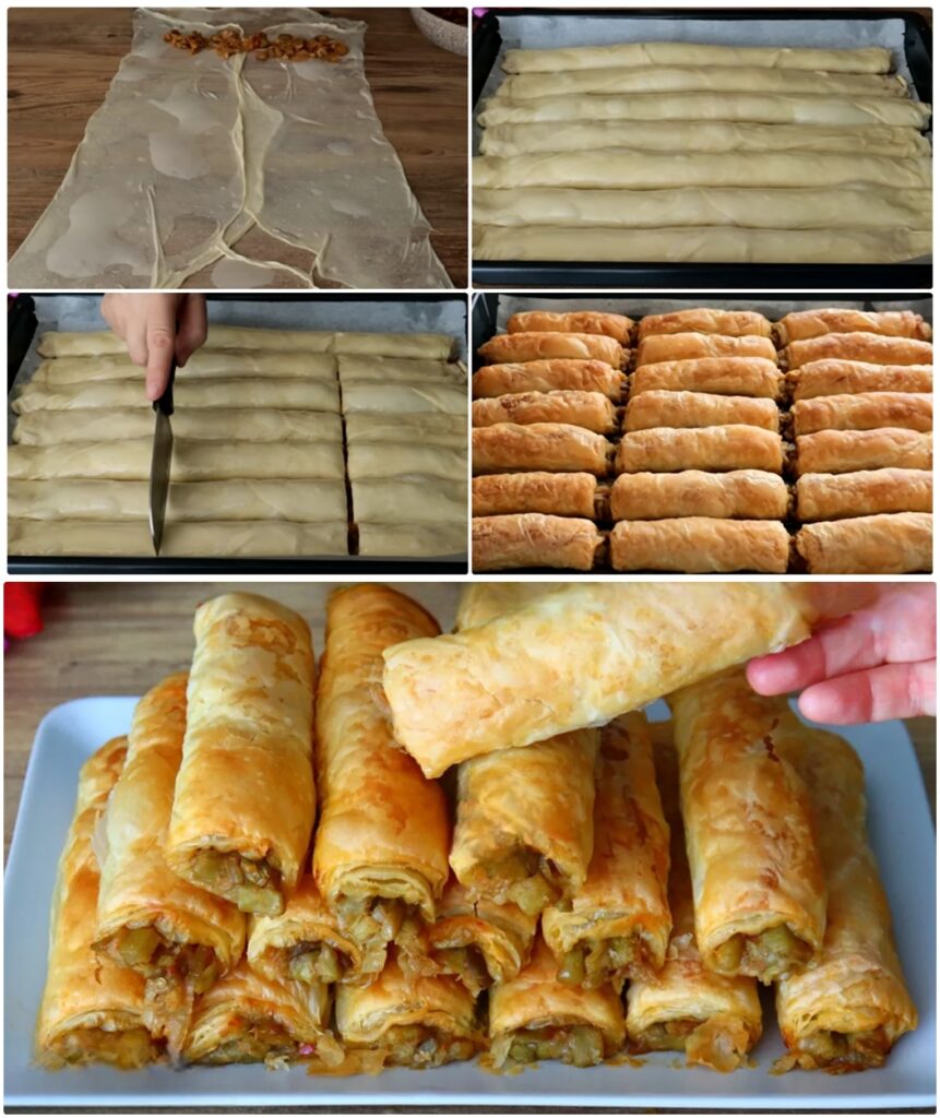 Mayasız Un Kaynar Su İle El Açması Patlıcanlı Çıtır Börek