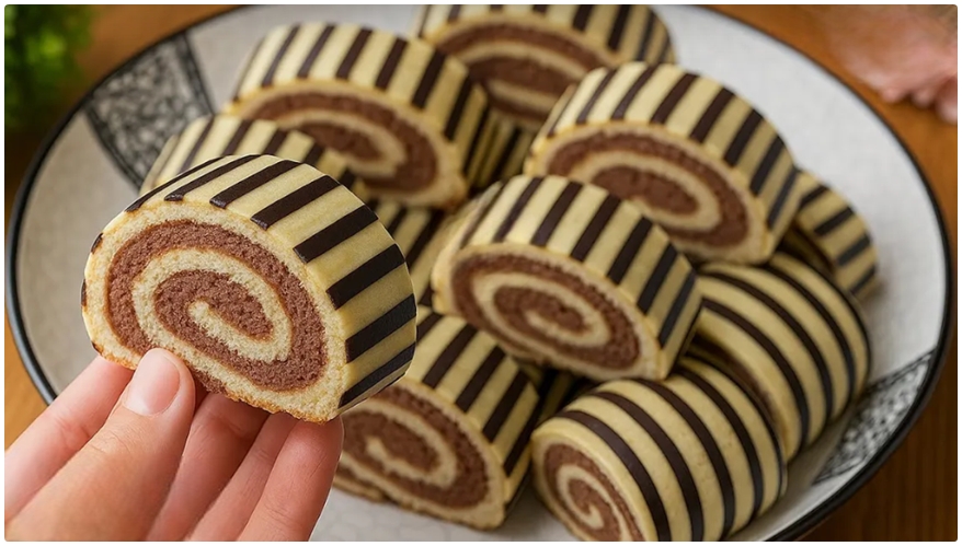 Ağızda Eriyen İki Renkli Rulo Kurabiye