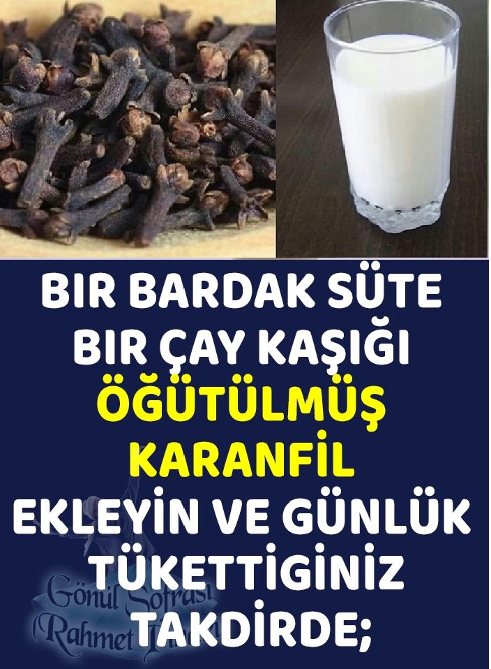 Bir bardak süte bir çay kaşığı öğütülmüş karanfil ekleyin ve