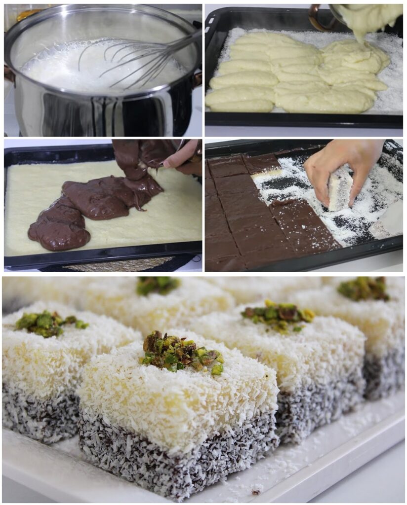 Fırınsız Sütlü Tatlı (Kakaolu İrmikli Lokum Tatlısı)