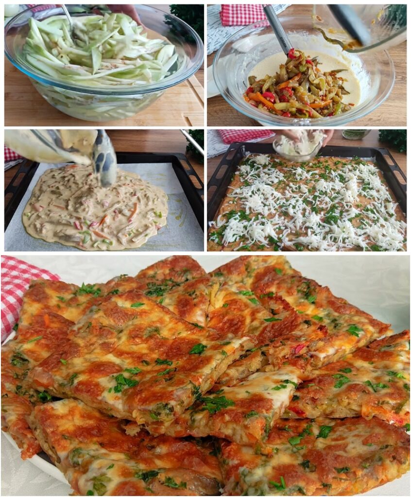 Fırında Sebzeli Kaşarlı Dilim Börek Tarifi