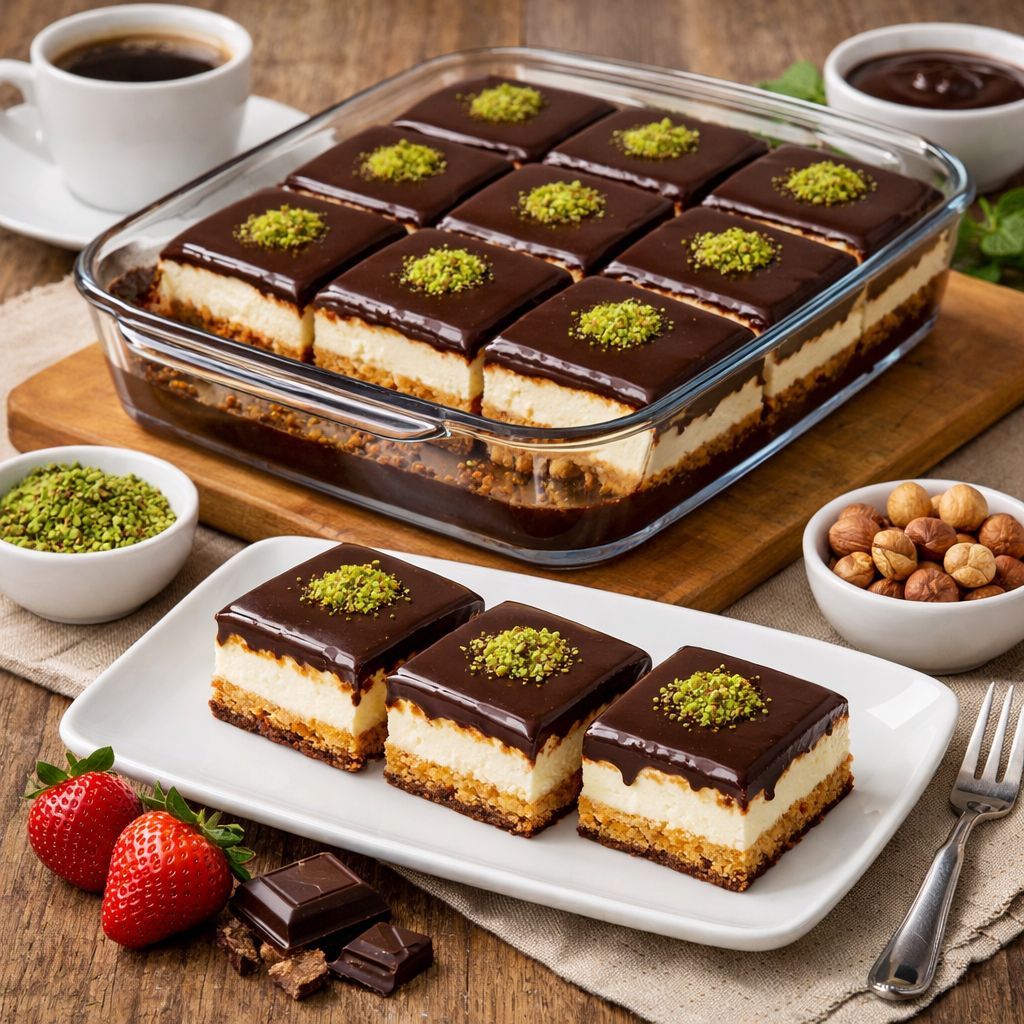 Borcamda Kare Dilimlenen Çikolatalı Muhallebili Tatlı Tarifi