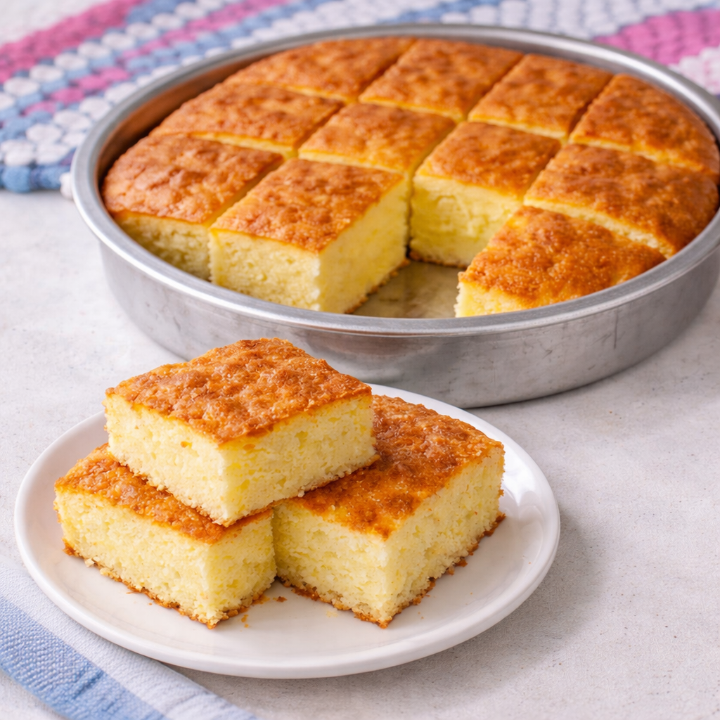 Tepside Kare Dilim Yoğurtlu Kek Tarifi (Yumuşacık ve Tam Kıvamında)