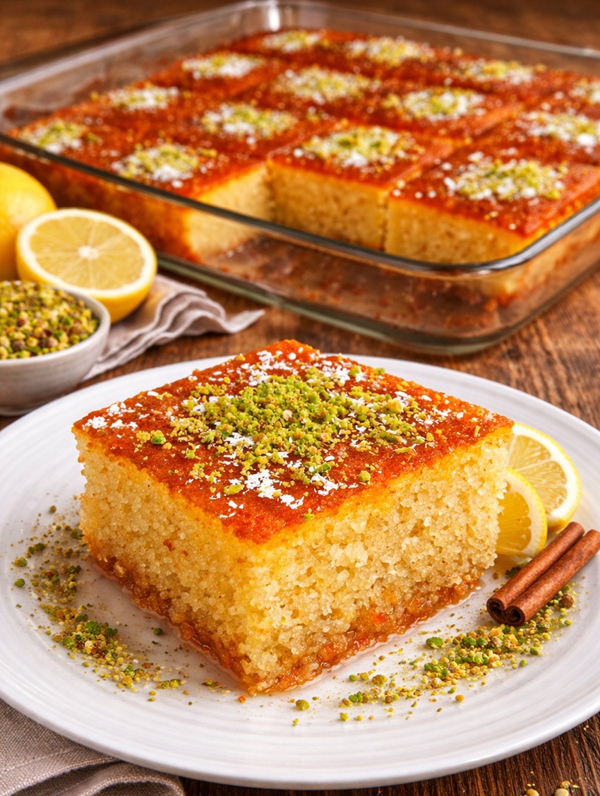 Tam Ölçülü Şerbetini Çeken Revani Tatlısı