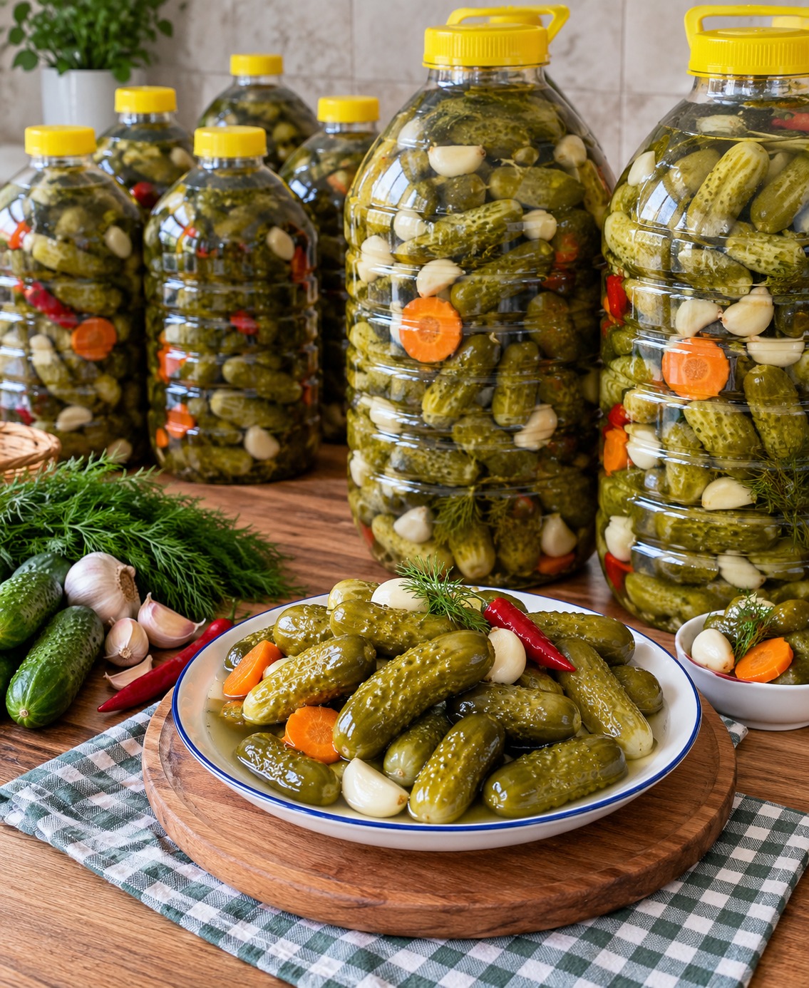 5 Kiloluk Pet Şişede Kornişon Salatalık Turşusu