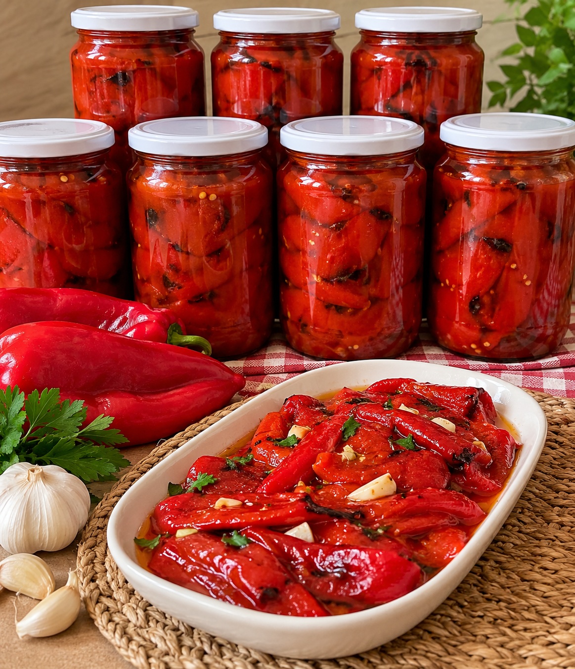 Kışlık Közlenmiş Kapya Biber Konservesi
