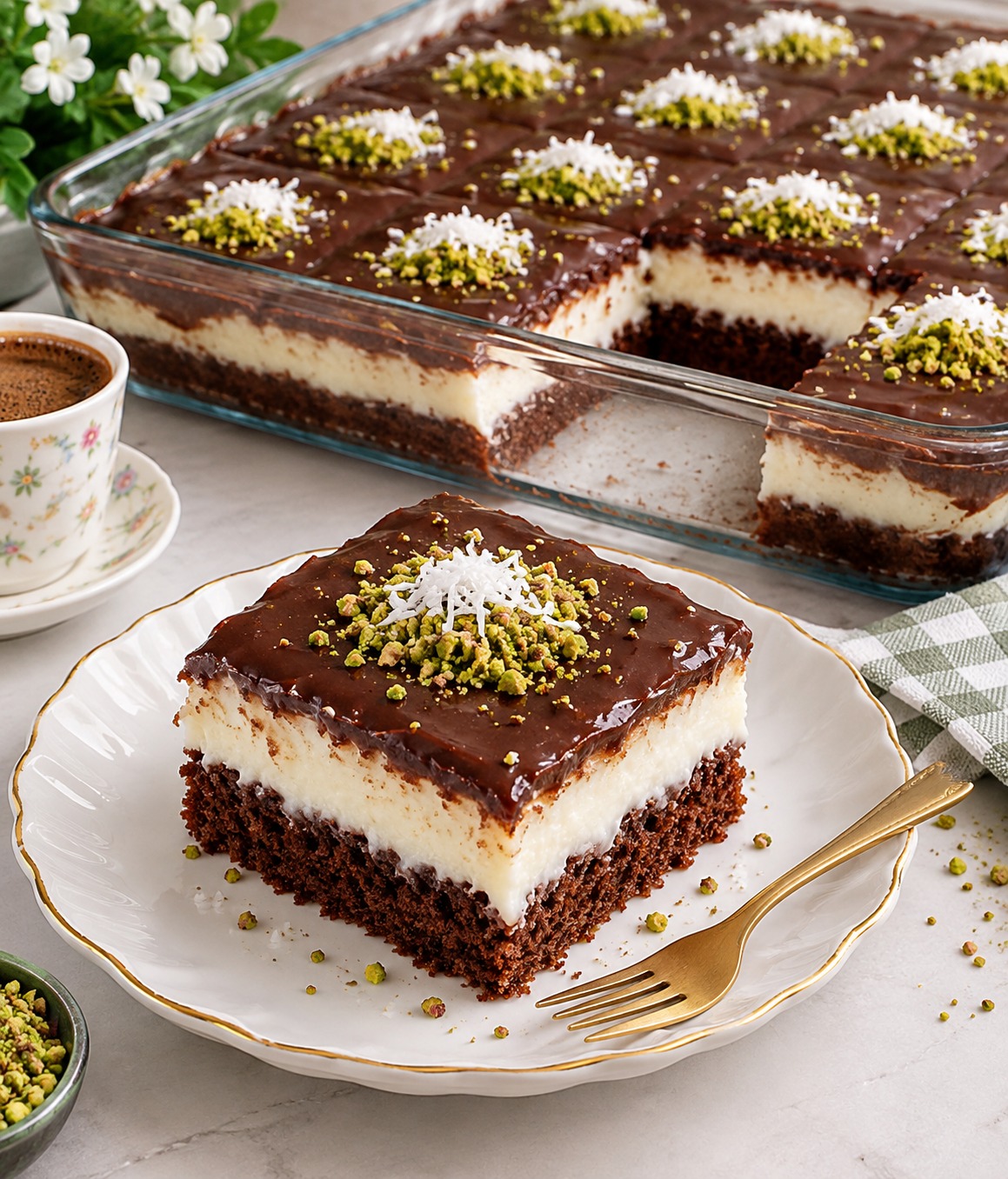 Muhallebili Islak Kek Tarifi – Tam Kıvamında, Bol Kremalı ve Çikolatalı